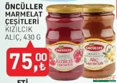 ÖNCÜLLER MARMELAT ÇEŞİTLERİ 430 G fiyat ve kampanya bilgisi